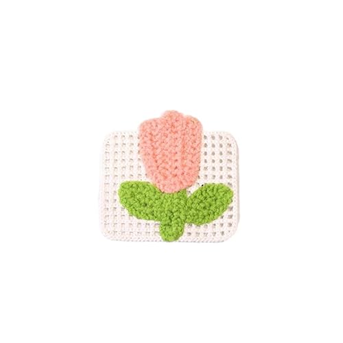 CYJAZNHH Handgefertigte gehäkelte Blumenaufnäher – 10 Stück 6 x 6 cm Tulpen-Applikationen zur Reparatur und Dekoration von Kleidung(Roze) von CYJAZNHH