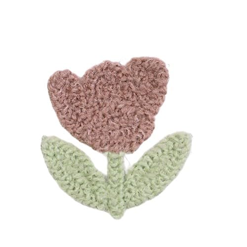 CYJAZNHH Handgemachte gehäkelte Blumenaufnäher – 5 cm große Applikationen for Aufbügeln for Kleidungsreparatur und Dekoration(Light Coffee Green 5 * 4.5cm) von CYJAZNHH
