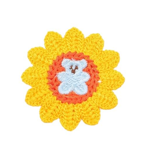CYJAZNHH Niedliche Häkel-Patches mit Sonnenblumen-Tiermotiv – 30 Stück, 6 x 6 cm, handgefertigte Bügelapplikationen zur Reparatur und Dekoration von Kleidung(Giallo) von CYJAZNHH