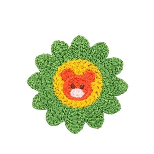 CYJAZNHH Niedliche Häkel-Patches mit Sonnenblumen-Tiermotiv – 30 Stück, 6 x 6 cm, handgefertigte Bügelapplikationen zur Reparatur und Dekoration von Kleidung(Green) von CYJAZNHH