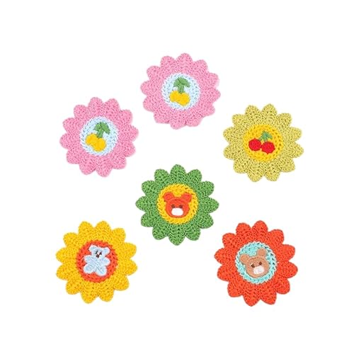 CYJAZNHH Niedliche Häkel-Patches mit Sonnenblumen-Tiermotiv – 30 Stück, 6 x 6 cm, handgefertigte Bügelapplikationen zur Reparatur und Dekoration von Kleidung(Mix) von CYJAZNHH