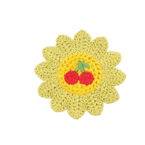 CYJAZNHH Niedliche Häkel-Patches mit Sonnenblumen-Tiermotiv – 30 Stück, 6 x 6 cm, handgefertigte Bügelapplikationen zur Reparatur und Dekoration von Kleidung(Yellow Green) von CYJAZNHH
