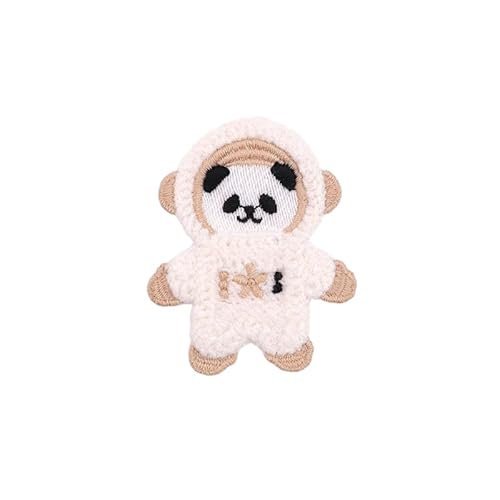 CYJAZNHH Niedliche Katzen-Stickerei-Aufnäher for Kleidung – 10 Stück Bügelapplikationen for Jeans und Jacken – 5 x 6,5 cm Cartoon-Tier-Aufnäher(Khaki Panda) von CYJAZNHH