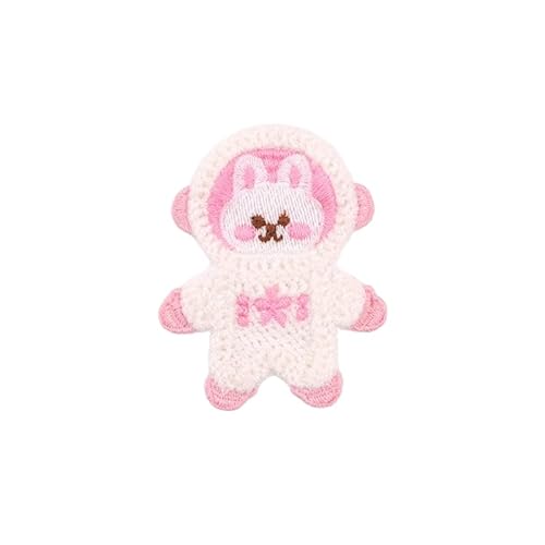 CYJAZNHH Niedliche Katzen-Stickerei-Aufnäher for Kleidung – 10 Stück Bügelapplikationen for Jeans und Jacken – 5 x 6,5 cm Cartoon-Tier-Aufnäher(Light Pink Rabbit) von CYJAZNHH