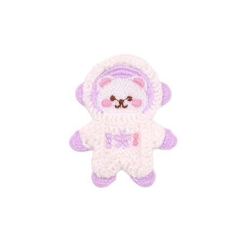 CYJAZNHH Niedliche Katzen-Stickerei-Aufnäher for Kleidung – 10 Stück Bügelapplikationen for Jeans und Jacken – 5 x 6,5 cm Cartoon-Tier-Aufnäher(Light Purple Cat) von CYJAZNHH