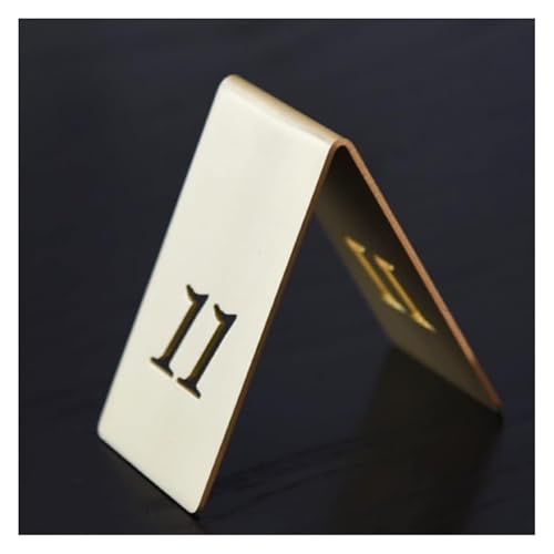 Tischnummern, 1 stücke Tischnummern Schreibtischschildplatten Hohl Doppelseitig Stapelbar Rot Kupfer Und Edelstahl 6,5x6,5x4Cm(11) von CYJAZNHH