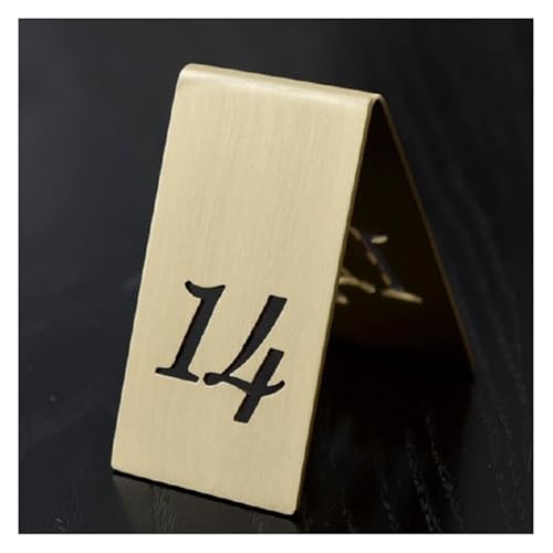 Tischnummern, 1 stücke Tischnummern Schreibtischschildplatten Hohl Doppelseitig Stapelbar Rot Kupfer Und Edelstahl 6,5x6,5x4Cm(14) von CYJAZNHH