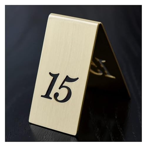 Tischnummern, 1 stücke Tischnummern Schreibtischschildplatten Hohl Doppelseitig Stapelbar Rot Kupfer Und Edelstahl 6,5x6,5x4Cm(15) von CYJAZNHH