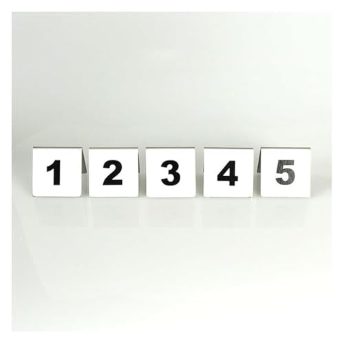 Tischnummern, 5er-Pack dreieckige Tischnummernständer aus Edelstahl, 2-seitig, 50 x 50 x 43 mm(1 to 5) von CYJAZNHH