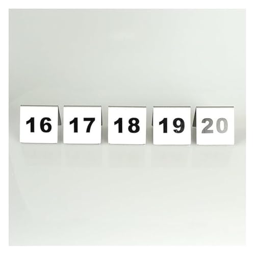 Tischnummern, 5er-Pack dreieckige Tischnummernständer aus Edelstahl, 2-seitig, 50 x 50 x 43 mm(16 to 20) von CYJAZNHH