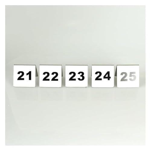 Tischnummern, 5er-Pack dreieckige Tischnummernständer aus Edelstahl, 2-seitig, 50 x 50 x 43 mm(21 to 25) von CYJAZNHH
