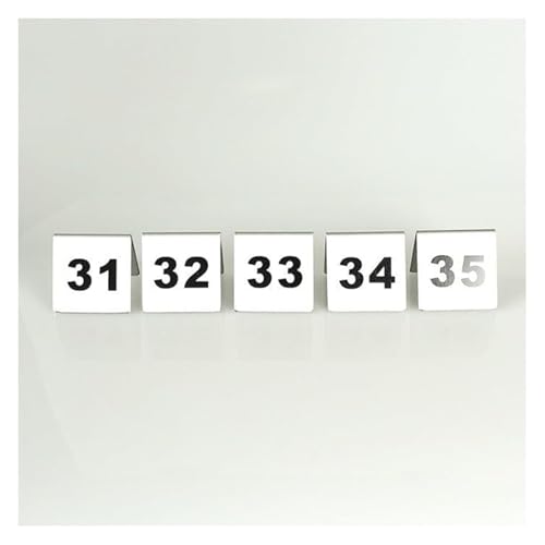 Tischnummern, 5er-Pack dreieckige Tischnummernständer aus Edelstahl, 2-seitig, 50 x 50 x 43 mm(31 to 35) von CYJAZNHH