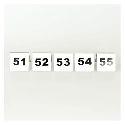 Tischnummern, 5er-Pack dreieckige Tischnummernständer aus Edelstahl, 2-seitig, 50 x 50 x 43 mm(51 to 55) von CYJAZNHH