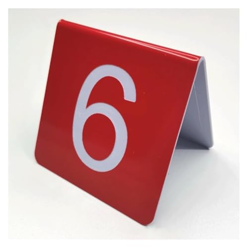 Tischnummern, ABS Plastiktischnummern verdoppeln mit Seiten versehenes Tented Concave Down 2,9 Zoll-Satz(Rosso,1-10) von CYJAZNHH