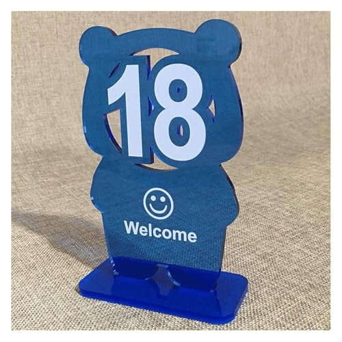 Tischnummern, Tischnummern aus Acryl in Bärenform, 10er- oder 20er-Pack, 10 cm x 16 cm, mehrfarbig(Blue Cutout-Number 1-10) von CYJAZNHH