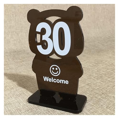 Tischnummern, Tischnummern aus Acryl in Bärenform, 10er- oder 20er-Pack, 10 cm x 16 cm, mehrfarbig(Brown Cutout-Number 1-10) von CYJAZNHH