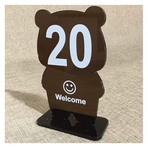 Tischnummern, Tischnummern aus Acryl in Bärenform, 10er- oder 20er-Pack, 10 cm x 16 cm, mehrfarbig(Brown-Number 1-10) von CYJAZNHH
