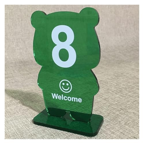 Tischnummern, Tischnummern aus Acryl in Bärenform, 10er- oder 20er-Pack, 10 cm x 16 cm, mehrfarbig(Green-Number 1-10) von CYJAZNHH