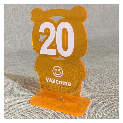 Tischnummern, Tischnummern aus Acryl in Bärenform, 10er- oder 20er-Pack, 10 cm x 16 cm, mehrfarbig(Orange Cutout-Number 1-10) von CYJAZNHH
