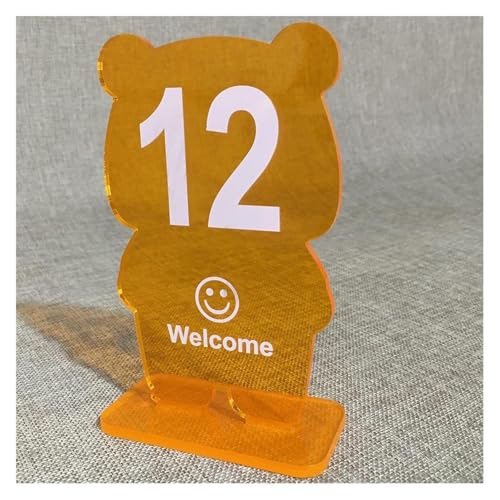 Tischnummern, Tischnummern aus Acryl in Bärenform, 10er- oder 20er-Pack, 10 cm x 16 cm, mehrfarbig(Orange-Number 1-10) von CYJAZNHH