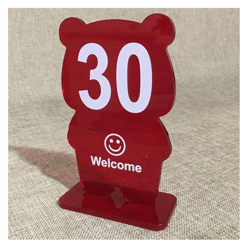Tischnummern, Tischnummern aus Acryl in Bärenform, 10er- oder 20er-Pack, 10 cm x 16 cm, mehrfarbig(Red-Number 1-10) von CYJAZNHH