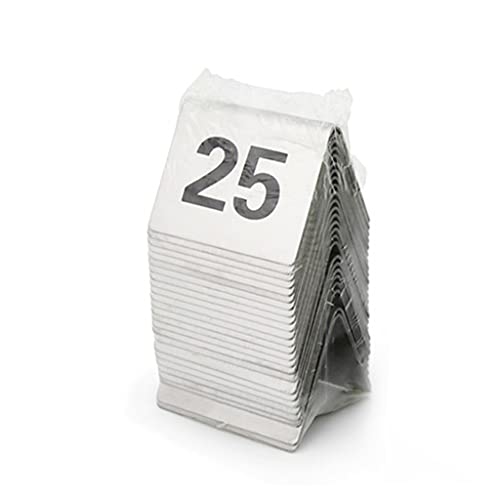 Tischnummern, Tischnummernschild aus Edelstahl, doppelseitig, dreieckig, stapelbar, 50 x 40 x 35 mm(1-25) von CYJAZNHH