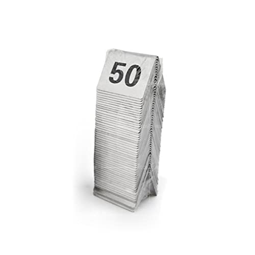 Tischnummern, Tischnummernschild aus Edelstahl, doppelseitig, dreieckig, stapelbar, 50 x 40 x 35 mm(1-50) von CYJAZNHH