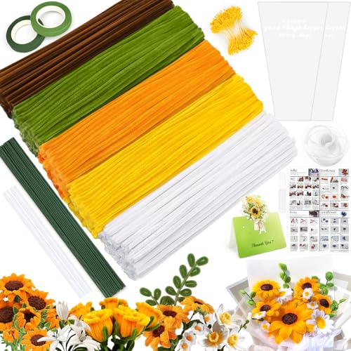 CYJJYZ Pfeifenreiniger Blumen Set, Pfeifenreiniger zum Basteln, Pipe Cleaner, mit 450 Pfeifenputzer zum basteln Blumen, 25 Blumendrähten, 250 Staubgefäße, Geschenkpapier, Geschenkband, Klebestifte etc CYJJYZ Pfeifenreiniger Blumen Set, Pfeifenreiniger zum Basteln, Pipe Cleaner, mit 450 Pfeifenputzer zum basteln Blumen, 25 Blumendrähten, 250 Staubgefäße, Geschenkpapier, Geschenkband, Klebestifte etc von CYJJYZ