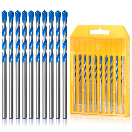 CYLBAQ 4 mm Steinbohrer-Set, 10-teiliges Betonbohrer-Set für Beton/Glas/Ziegel/Kunststoff/Zement/Fliesen, YG6X Hartmetalllegierung, industrielle Stärke, Fliesenbohrer-Sets CYLBAQ 4 mm Steinbohrer-Set, 10-teiliges Betonbohrer-Set für Beton/Glas/Ziegel/Kunststoff/Zement/Fliesen, YG6X Hartmetalllegierung, industrielle Stärke, Fliesenbohrer-Sets von CYLBAQ