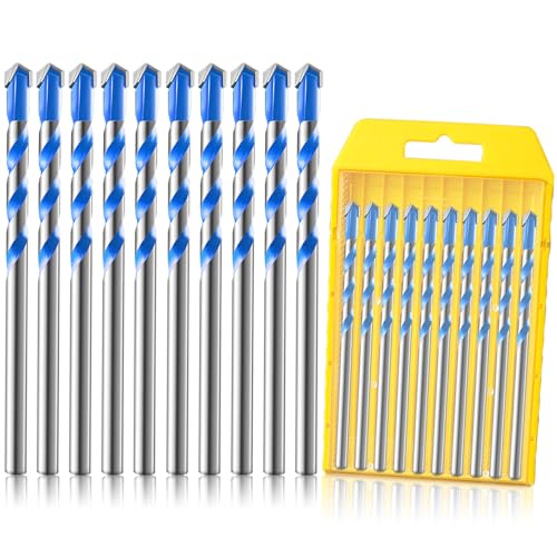 CYLBAQ 5 mm Steinbohrer-Set, 10-teiliges Betonbohrer-Set für Beton/Glas/Ziegel/Kunststoff/Zement/Fliesen, YG6X Hartmetalllegierung, industrielle Stärke, Fliesenbohrer-Sets CYLBAQ 5 mm Steinbohrer-Set, 10-teiliges Betonbohrer-Set für Beton/Glas/Ziegel/Kunststoff/Zement/Fliesen, YG6X Hartmetalllegierung, industrielle Stärke, Fliesenbohrer-Sets von CYLBAQ