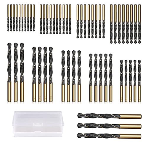 CYLBAQ 60 Stück Spiralbohrer Set HSS Bohrer Set Metall, 1-6mm Metall Spiralbohrer Set Handspiralbohrer Bohrersets Werkzeuge 135° Spitze Holzbohrer für Holz,Kunststoff von CYLBAQ