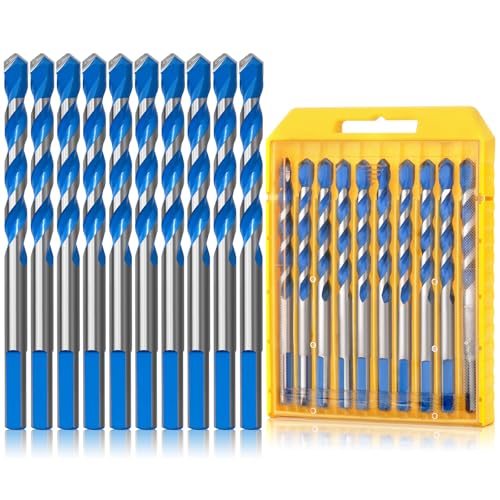 CYLBAQ 7 mm Steinbohrer-Set, 10-teiliges Betonbohrer-Set für Beton/Glas/Ziegel/Kunststoff/Zement/Fliesen, YG6X Hartmetalllegierung, industrielle Stärke, Fliesenbohrer-Sets CYLBAQ 7 mm Steinbohrer-Set, 10-teiliges Betonbohrer-Set für Beton/Glas/Ziegel/Kunststoff/Zement/Fliesen, YG6X Hartmetalllegierung, industrielle Stärke, Fliesenbohrer-Sets von CYLBAQ