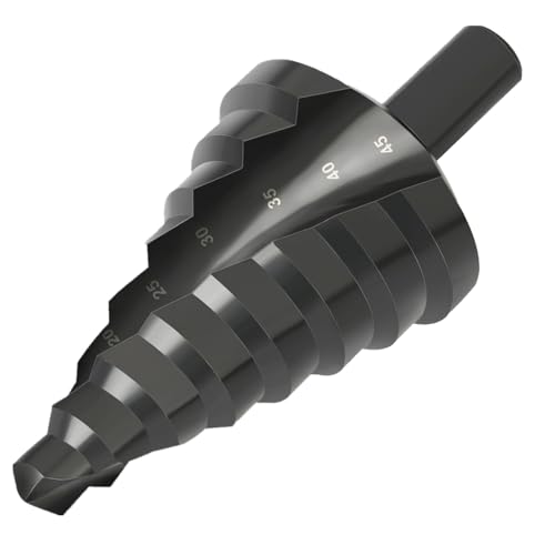 CYLBAQ Stufenbohrer 10-45mm, Schälbohrer HSS, Stufenbohrer Metall 12mm Schaft, Kegelbohrer mit 8 Stufen, Lochbohrer für Kunststoff, Holz - Hochwertiger HSS Kegelbohrer CYLBAQ Stufenbohrer 10-45mm, Schälbohrer HSS, Stufenbohrer Metall 12mm Schaft, Kegelbohrer mit 8 Stufen, Lochbohrer für Kunststoff, Holz - Hochwertiger HSS Kegelbohrer von CYLBAQ