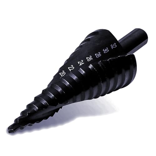 Stufenbohrer für Metall, Kegelbohrer Ø 4-32mm, Stufenbohrer aus Kobaltstahl, Schälbohrer mit 10mm Schaft für jedes Bohrfutter, 15 Stufen Lochbohrer, Blechbohrer Step Drill Bit von CYLBAQ