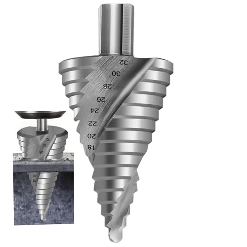 CYLBAQ Stufenbohrer Metall, Kegelbohrer Metall aus HSS Stahl-15 Stufen | Ø 4-32mm, Schälbohrer, Lochbohrer, Blechbohrer, Kunststoffbohrer, Lochfräser, Fräsbohrer, Lochschneider von CYLBAQ