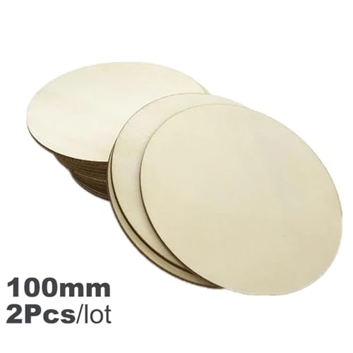 CYMMIYT Holzscheiben 2-100 Stück runde, unbehandelte Holzscheiben, 1 cm – 10 cm, for Bastelarbeiten, Holzkreisscheiben(100mm 2pcs) von CYMMIYT