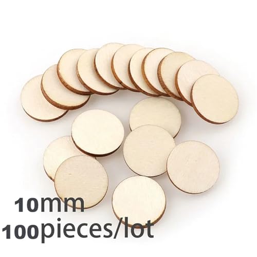 CYMMIYT Holzscheiben 2-100 Stück runde, unbehandelte Holzscheiben, 1 cm – 10 cm, for Bastelarbeiten, Holzkreisscheiben(10mm 100pcs) von CYMMIYT