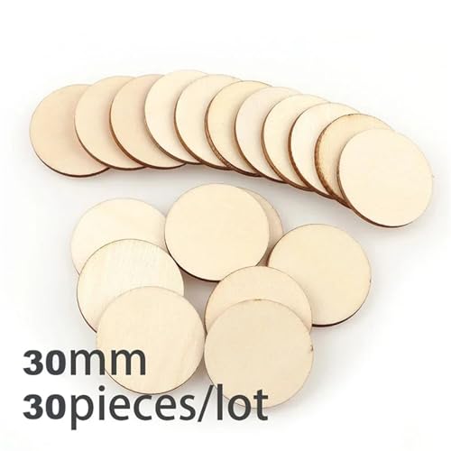 CYMMIYT Holzscheiben 2-100 Stück runde, unbehandelte Holzscheiben, 1 cm – 10 cm, for Bastelarbeiten, Holzkreisscheiben(30mm 30pcs) von CYMMIYT