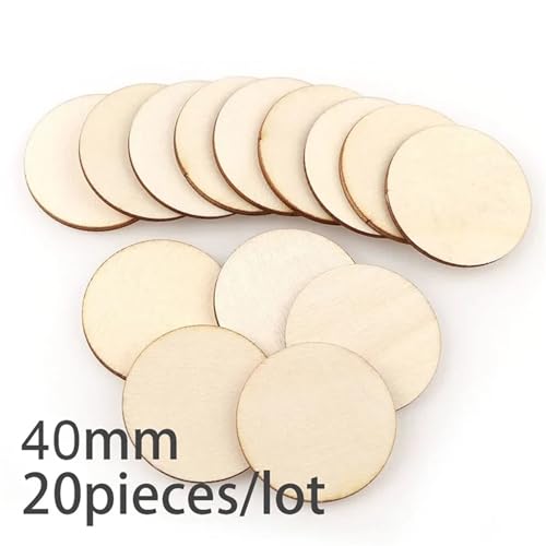 CYMMIYT Holzscheiben 2-100 Stück runde, unbehandelte Holzscheiben, 1 cm – 10 cm, for Bastelarbeiten, Holzkreisscheiben(40mm 20pcs) von CYMMIYT