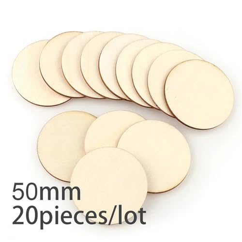 CYMMIYT Holzscheiben 2-100 Stück runde, unbehandelte Holzscheiben, 1 cm – 10 cm, for Bastelarbeiten, Holzkreisscheiben(50mm 20pcs) von CYMMIYT