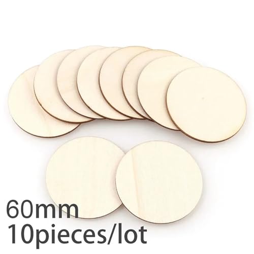 CYMMIYT Holzscheiben 2-100 Stück runde, unbehandelte Holzscheiben, 1 cm – 10 cm, for Bastelarbeiten, Holzkreisscheiben(60mm 10pcs) von CYMMIYT
