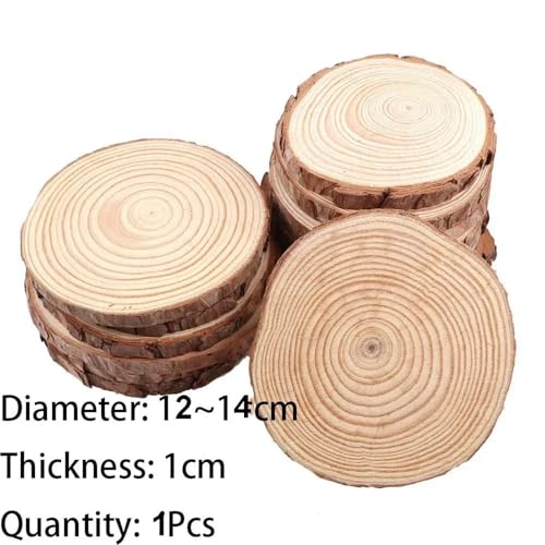 CYMMIYT Holzscheiben 3–16 cm Dicke runde unbehandelte Holzscheiben aus Kiefernholz, Kreise, for Basteln, for Hochzeiten, Partys, Gemälde, 1–10 Stück(12-14cm 1pcs) von CYMMIYT