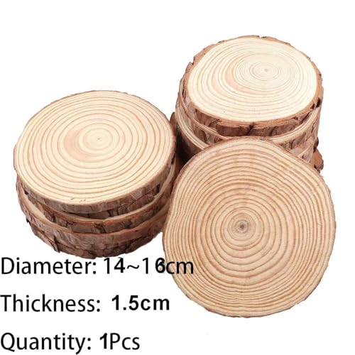 CYMMIYT Holzscheiben 3–16 cm Dicke runde unbehandelte Holzscheiben aus Kiefernholz, Kreise, for Basteln, for Hochzeiten, Partys, Gemälde, 1–10 Stück(14-16cm 1pcs) von CYMMIYT