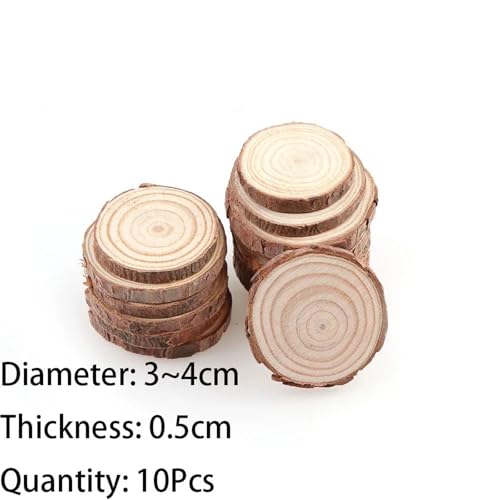 CYMMIYT Holzscheiben 3–16 cm Dicke runde unbehandelte Holzscheiben aus Kiefernholz, Kreise, for Basteln, for Hochzeiten, Partys, Gemälde, 1–10 Stück(3-4cm 10pcs) von CYMMIYT