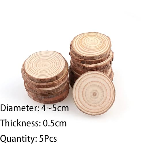 CYMMIYT Holzscheiben 3–16 cm Dicke runde unbehandelte Holzscheiben aus Kiefernholz, Kreise, for Basteln, for Hochzeiten, Partys, Gemälde, 1–10 Stück(4-5cm 5pcs) von CYMMIYT