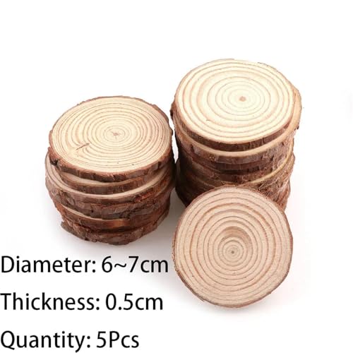 CYMMIYT Holzscheiben 3–16 cm Dicke runde unbehandelte Holzscheiben aus Kiefernholz, Kreise, for Basteln, for Hochzeiten, Partys, Gemälde, 1–10 Stück(6-7cm 5pcs) von CYMMIYT