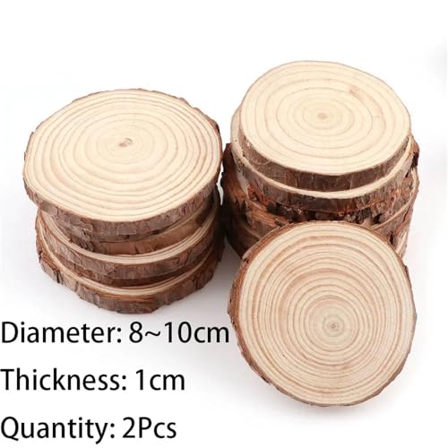 CYMMIYT Holzscheiben 3–16 cm Dicke runde unbehandelte Holzscheiben aus Kiefernholz, Kreise, for Basteln, for Hochzeiten, Partys, Gemälde, 1–10 Stück(8-10cm 2pcs) von CYMMIYT