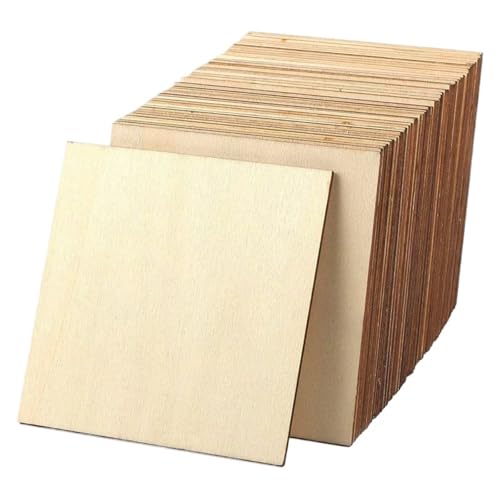 CYMMIYT Holzscheiben 5/2Pcs Holz Platz Blank 10x10cm Unfinished Holz Scheiben for DIY Malerei Färbung(2Pcs) von CYMMIYT