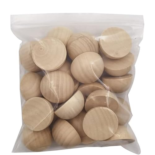 CYMMIYT Holzscheiben 5–100 Stück halbe Holzperlen, 10–30 mm, Mini-Split-Holzkugeln, unbehandelt, halbrunde Holzperlen(25mm 10Pcs) von CYMMIYT