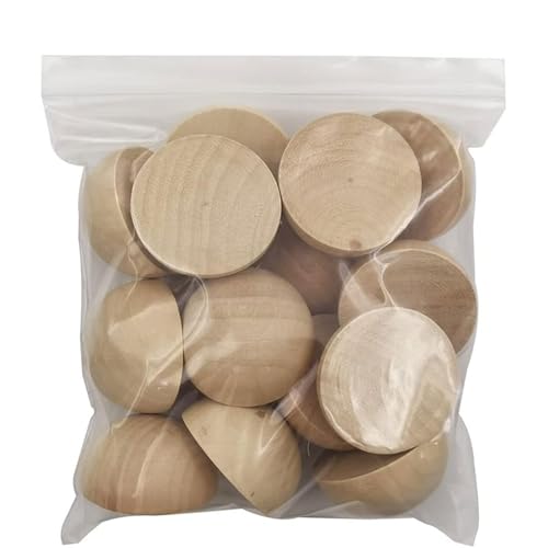 CYMMIYT Holzscheiben 5–100 Stück halbe Holzperlen, 10–30 mm, Mini-Split-Holzkugeln, unbehandelt, halbrunde Holzperlen(30mm 5Pcs) von CYMMIYT